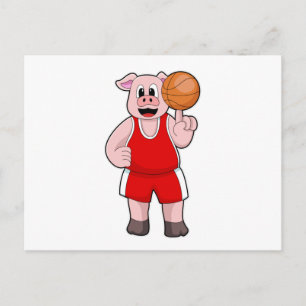 Gris på basketboll sport vykort