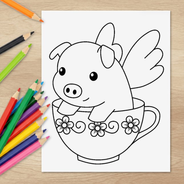 Gris på en färgsida för Tekopp Stämpel (Skapare uppladdad)