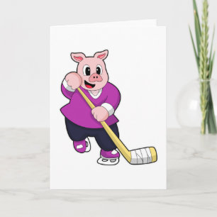 Gris på ishockey med ishockeyklubba kort