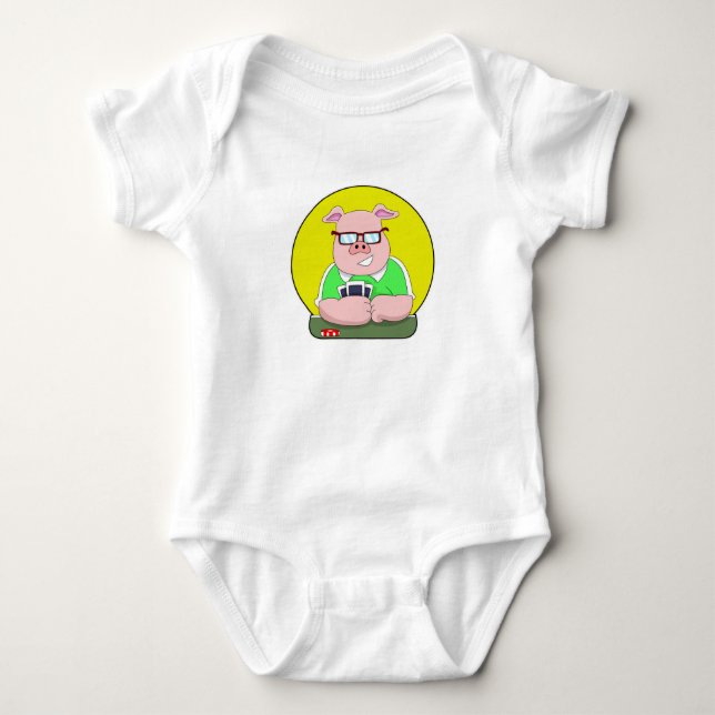 Gris på Poker med kort T Shirt (Framsida)