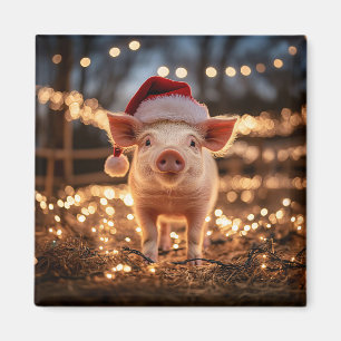 Gris på Santa Hat Square Magnet