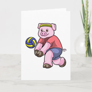 Gris på sport med volleyboll kort