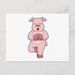 Gris på yoga på ett ben vykort