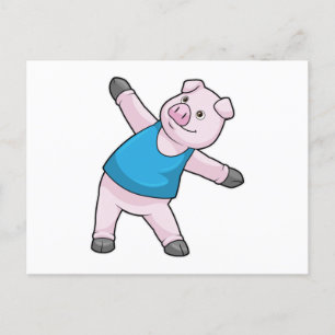 Gris på yogasträckning vykort