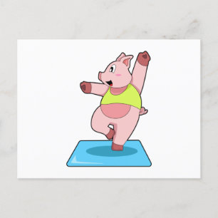 Gris på yogaträning vykort