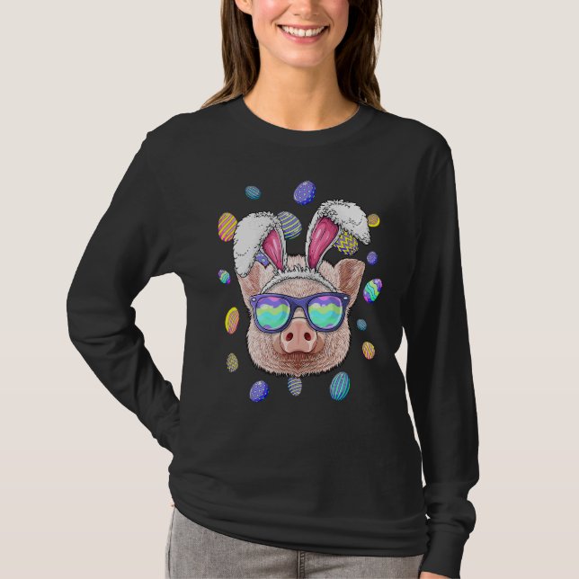 Gris Påskhare Öron Farmer Påskägg Hunting T Shirt (Framsida)