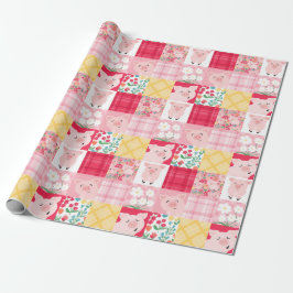 Gris Patchwork Blommigt Rustic Födelsedagsfest Presentpapper