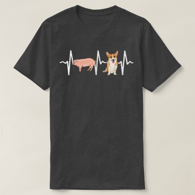 Gris Pembroke Welsh Corgi Heartslag Hund älskare T Shirt (Design framsida)