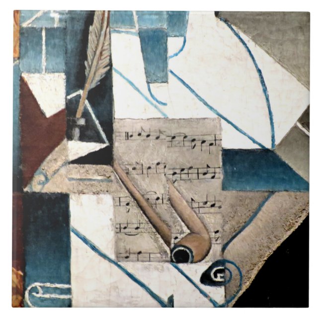 Gris - Penna och rör Kakelplatta (Framsidan)