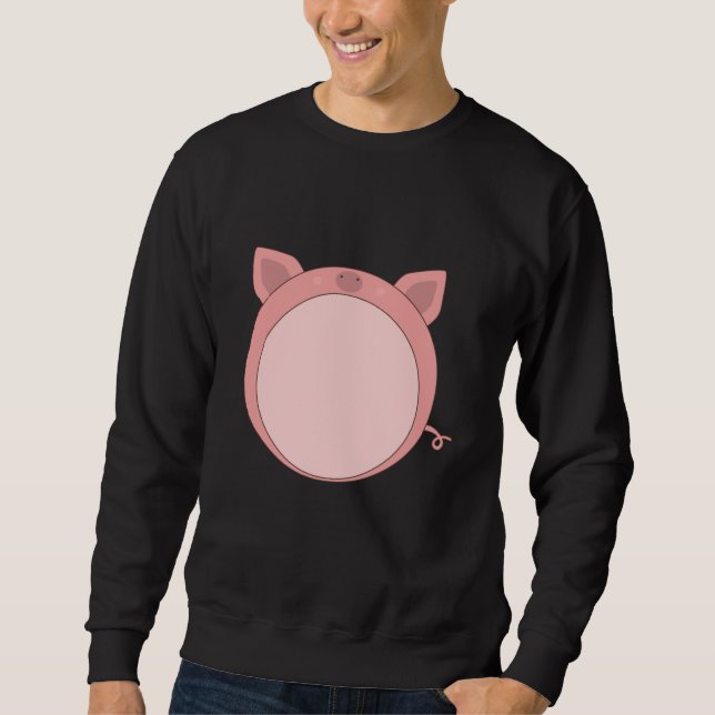 Gris Piglet Piglet Rosa Funny Spherical Lång Ärmad Tröja (Framsida)