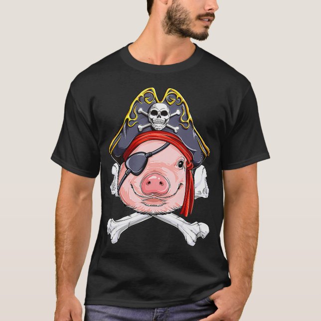 Gris Pirat kapten Jolly Roger Flagga Skull och Cro T Shirt (Framsida)
