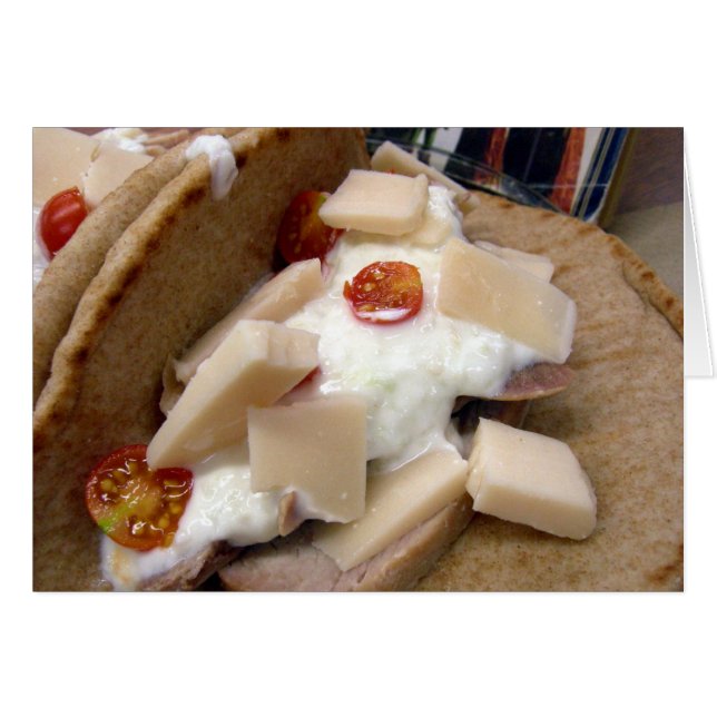 Gris pita-smörgås hälsningskort (Framsidan Horizontal)