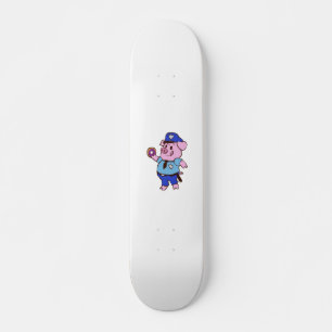 Gris polis som äter en munk Välj tillbaka färg Mini Skateboard Bräda 18,5 Cm