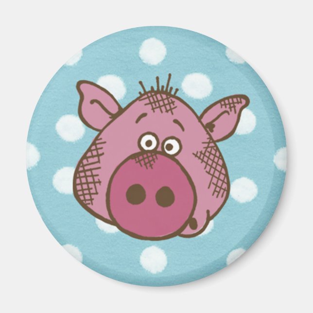 Gris Polka Dot Magnet (blått och rosa) (Framsidan)