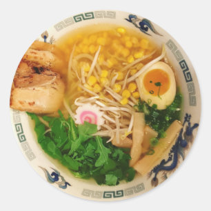 Gris Ramen Noodle Soppa Runt Klistermärke