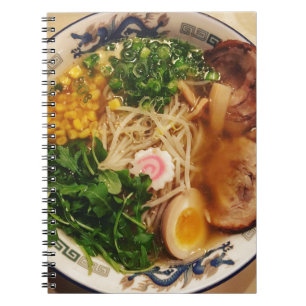 Gris Ramen Noodles Anteckningsbok Med Spiral