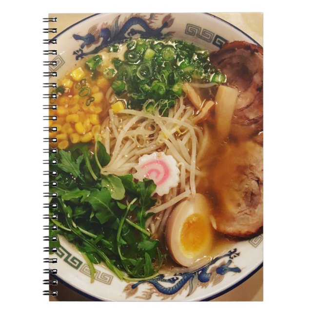Gris Ramen Noodles Anteckningsbok Med Spiral (Framsidan)