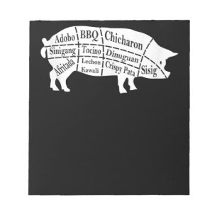 Gris-reservdelar Livsmedels-BBQ Pinoy Adobo Älskar Anteckningsblock