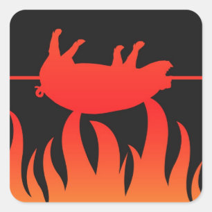 Gris Roast BBQ Sticker Fyrkantigt Klistermärke
