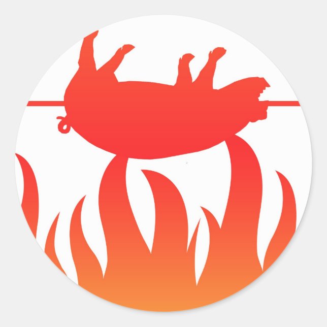 Gris Roast BBQ Sticker Runt Klistermärke (Framsida)