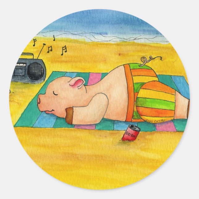 Gris Roast Sticker Runt Klistermärke (Framsida)