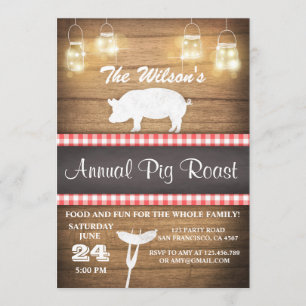 Gris Roastinbjudan BBQ BaByQ Shower Rustic wood Inbjudningar