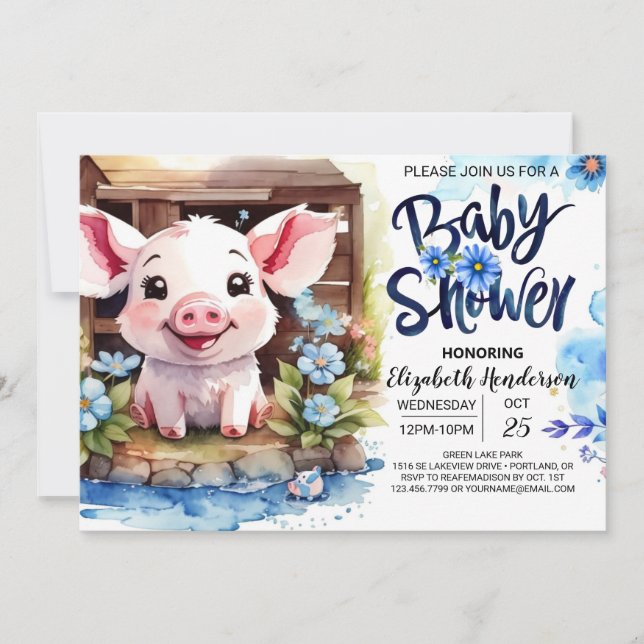 Gris Rustic Barnyard Soiree Baby Shower Inbjudningar (Framsida)