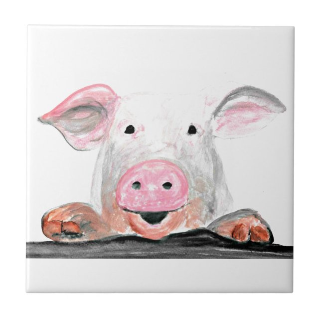 Gris Rustic Boskap Farmyard vattenfärg Kakelplatta (Framsidan)