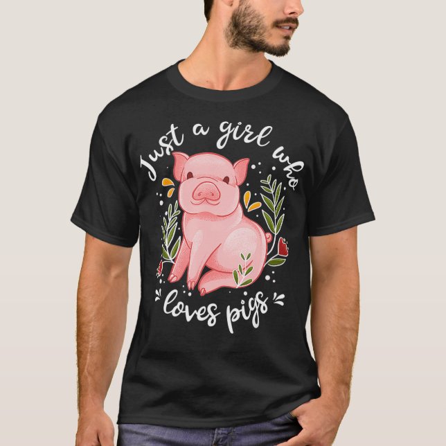 Gris säger bara flicka som Kärlek Grisar Gris Älsk T Shirt (Framsida)