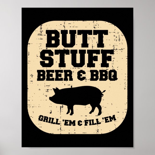 Gris Saker Bbq Grill Em Byrbecue Gris Kött Grillin Poster (Framsidan)