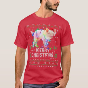 Gris Santa Hat Animal Julgran Ljus Helgdag T Shirt