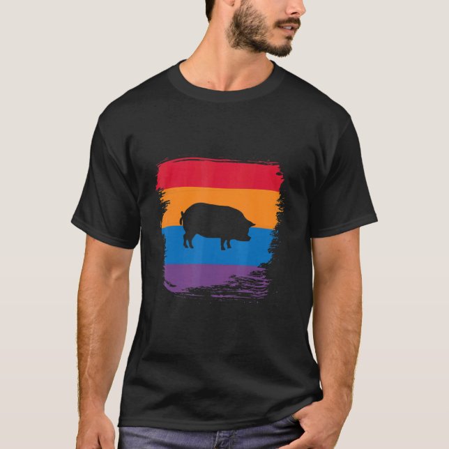 Gris Shadow Silhouette med färgstark Flagga T Shirt (Framsida)
