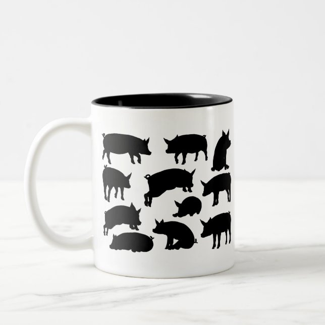 Gris Silhouettes Farm Animal Set Två-Tonad Mugg (Vänster)