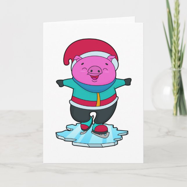 Gris som åker skridskor med skridskor & hatt kort (Framsida)