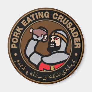 Gris som äter korsfararen magnet