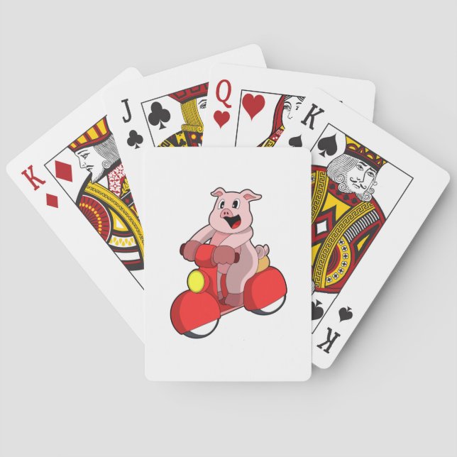 Gris som Biker med Scooter Casinokort (Baksidan)