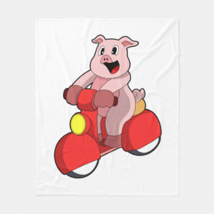 Gris som Biker med Scooter Fleecefilt