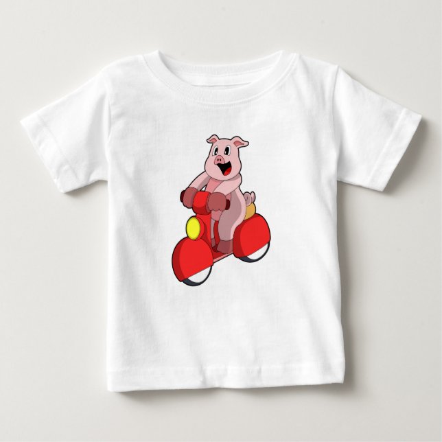 Gris som Biker med Scooter T Shirt (Framsida)