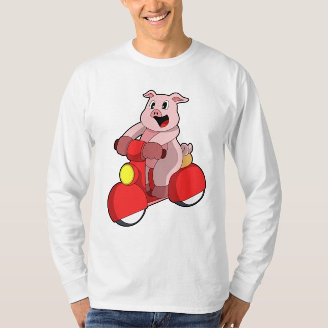 Gris som Biker med Scooter T Shirt (Framsida)