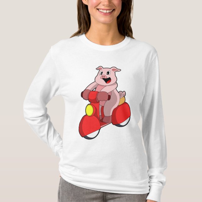 Gris som Biker med Scooter T Shirt (Framsida)