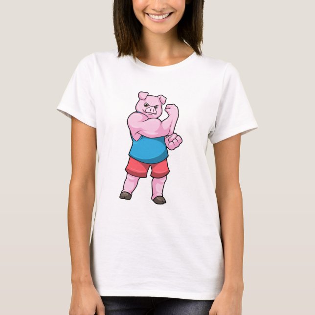 Gris som Bodybyggare med stor Upper arm T Shirt (Framsida)