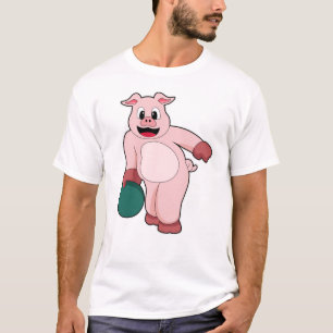 Gris som bowlar med bowlingklot t shirt