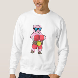 Gris som Boxer med Boxinghandskar Lång Ärmad Tröja