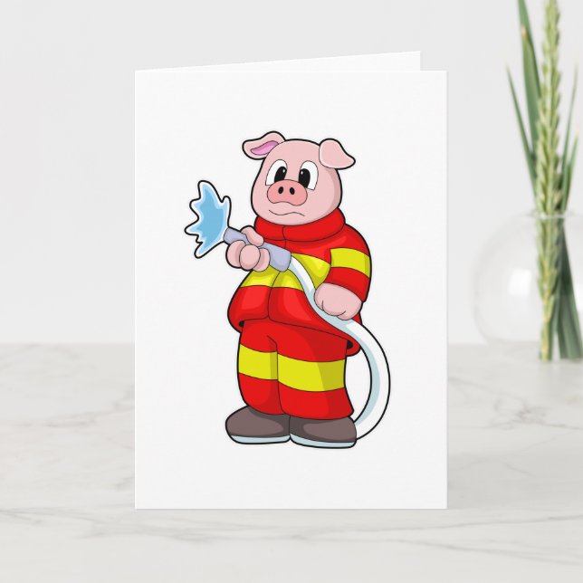 Gris som brandman med Hose Kort (Framsida)