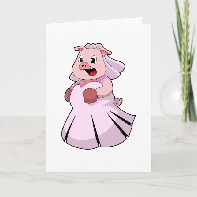 Gris som Bride med Bröllop dress.PNG Kort (Framsida)