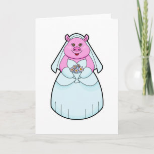 Gris som Bride med Veil Kort