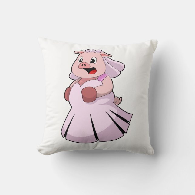 Gris som brud med bröllopsklänning.PNG Kudde (Framsida)
