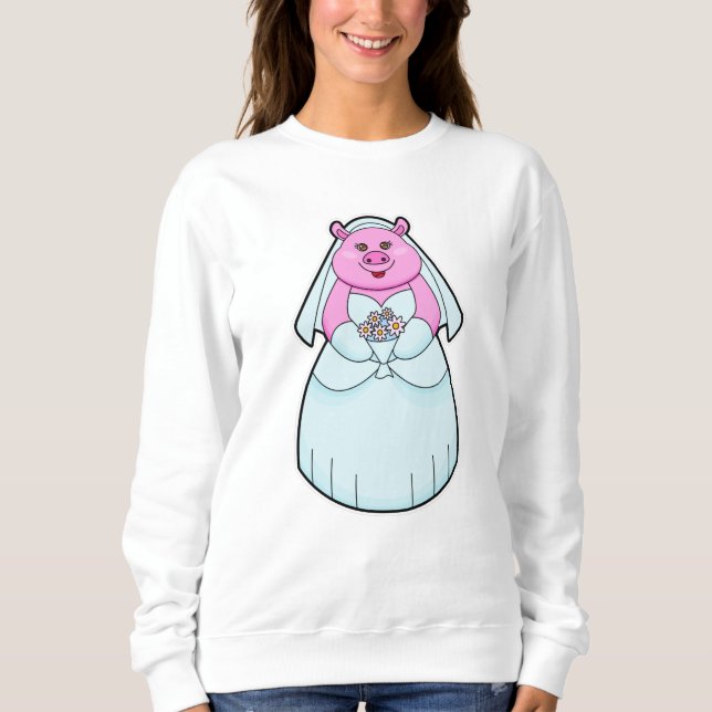 Gris som brud med slöja t shirt (Framsida)