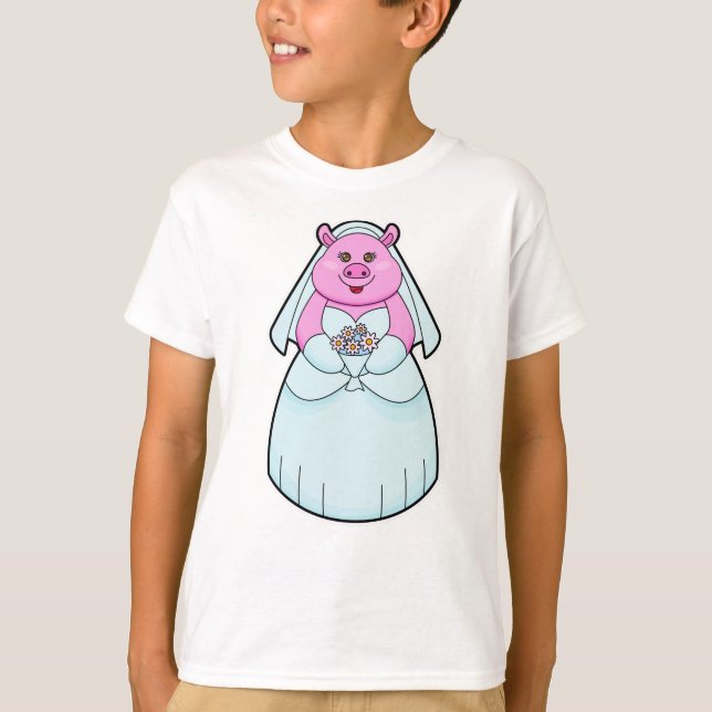 Gris som brud med slöja t shirt (Framsida)