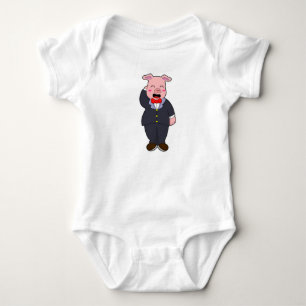 Gris som brudgumme med kostym och slips t shirt